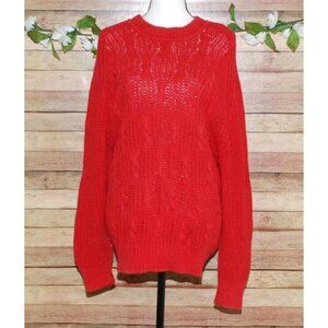 J. Riggins Red Heavy Knit Oversized Crew Neck Sweater Size M Long Sleeve Stretch